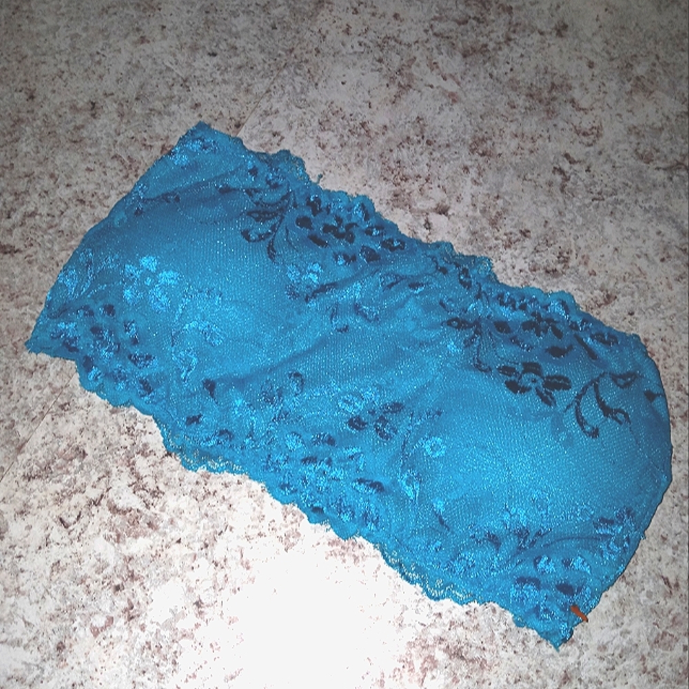 Angelina aqua blue lace strapless bandeau bra bralette size large